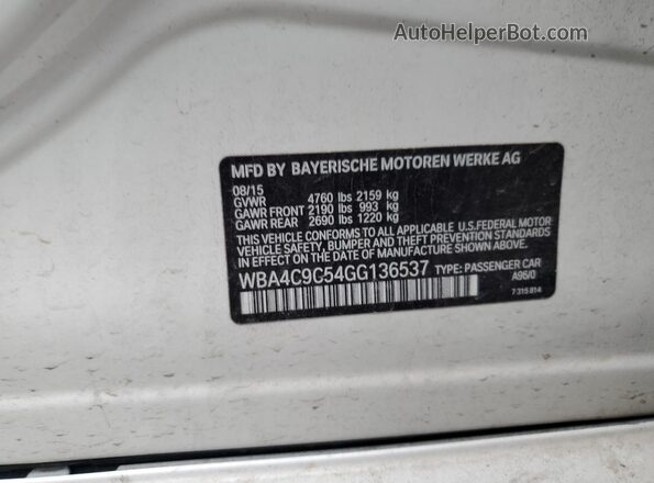 WBA4C9C54GG136537 2016 BMW OTHER Белый Вид подкапотного пространства