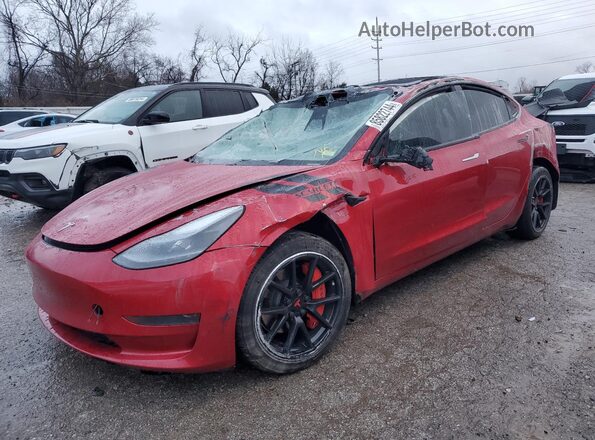 5YJ3E1EA6MF922723 2021 TESLA MODEL Красный Передняя левая четверть