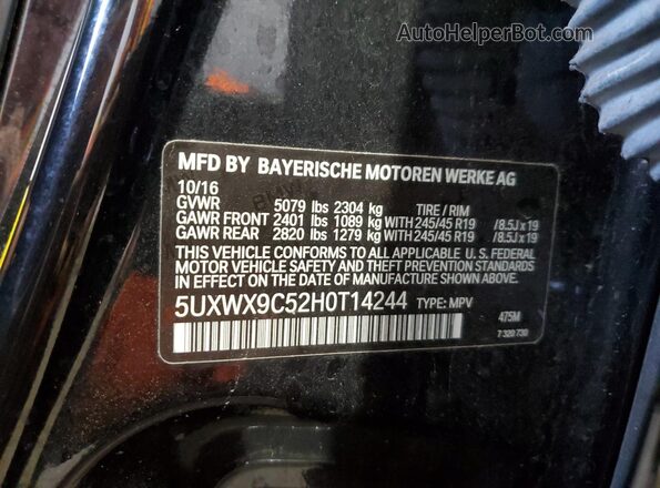 5UXWX9C52H0T14244 2017 BMW X3 Black VIN կոդի պիտակի տեսք