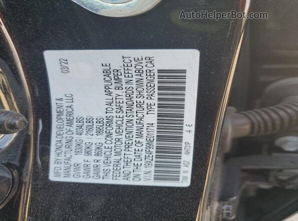 19XZE4F99NE011714 2022 HONDA INSIGHT Black VIN sticker view