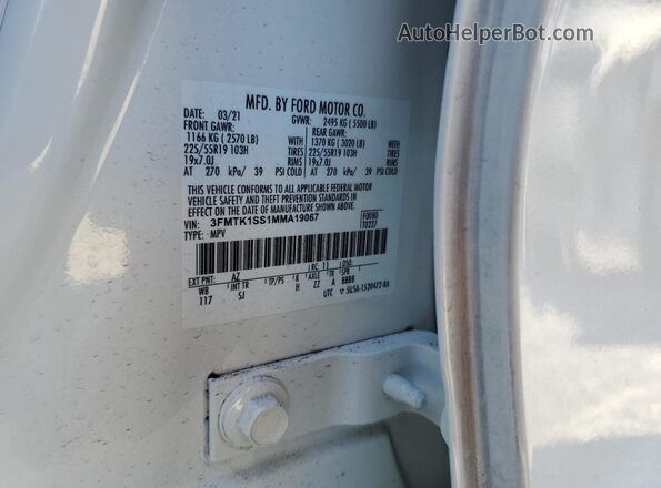 3FMTK1SS1MMA19067 2021 FORD MUSTANG White Вид наклейки з VIN-кодом