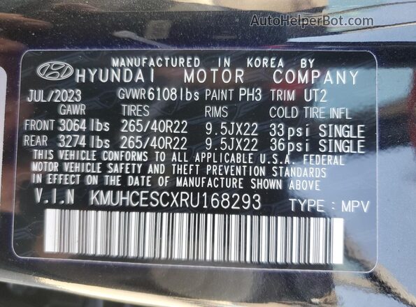 KMUHCESCXRU168293 2024 GENESIS GV80 Black Вид наклейки з VIN-кодом