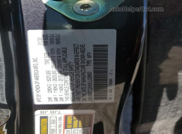 5J8TC2H5XLL028683 2020 ACURA RDX Gray Вид наклейки з VIN-кодом