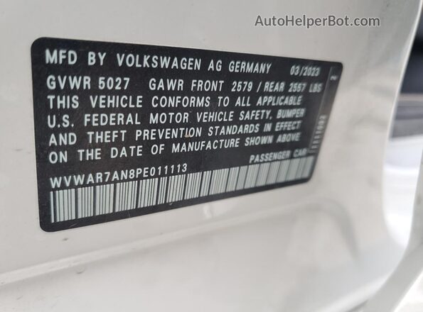 WVWAR7AN8PE011113 2023 VOLKSWAGEN ARTEON White Вид підкапотного простору
