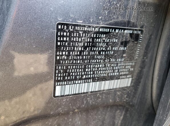 3VV0B7AX7MM021155 2021 VOLKSWAGEN TIGUAN Gray Սալոնի 360 աստիճան տեսք