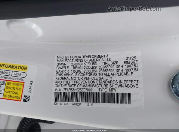 7FARS6H92SE070101 2025 HONDA CR-V Белый Вид подкапотного пространства