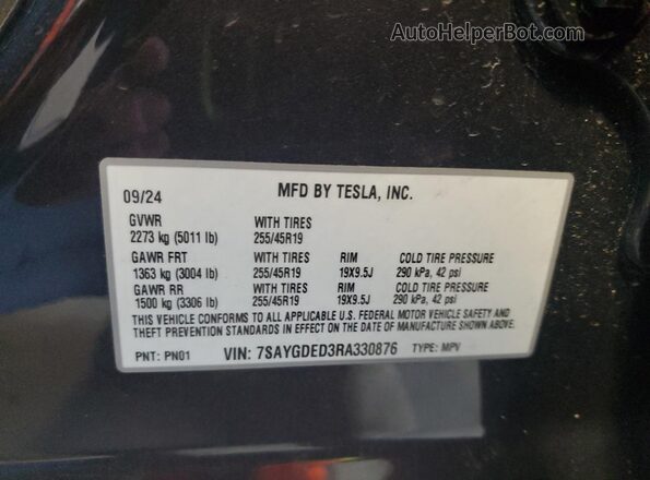 7SAYGDED3RA330876 2024 TESLA MODEL Charcoal Սալոնի 360 աստիճան տեսք