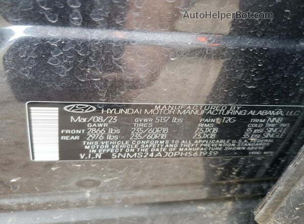 5NMS24AJ0PH561939 2023 HYUNDAI SANTA Черный Вид подкапотного пространства