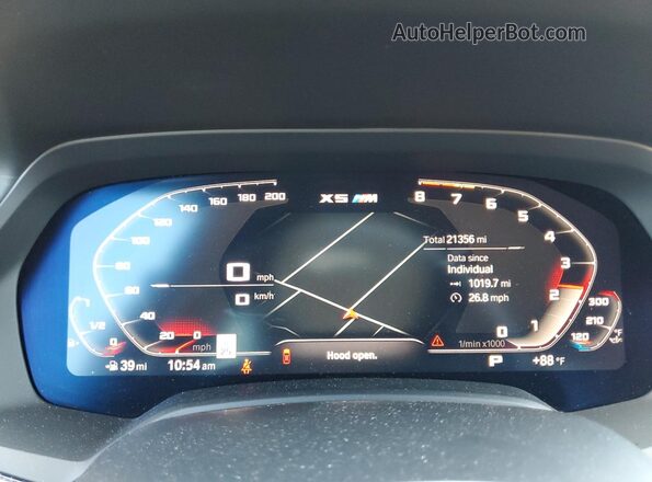 5YMJU0C05N9M64142 2022 BMW X5 Blue Instrument cluster view