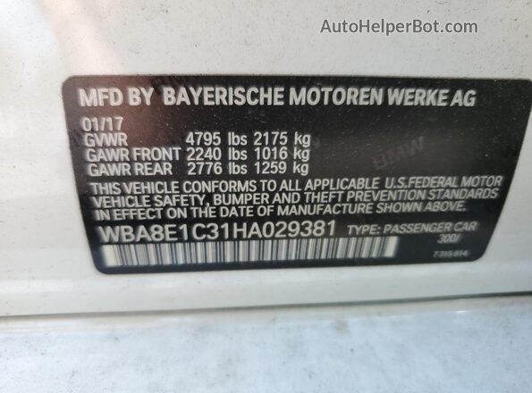 WBA8E1C31HA029381 2017 BMW OTHER Белый Вид подкапотного пространства