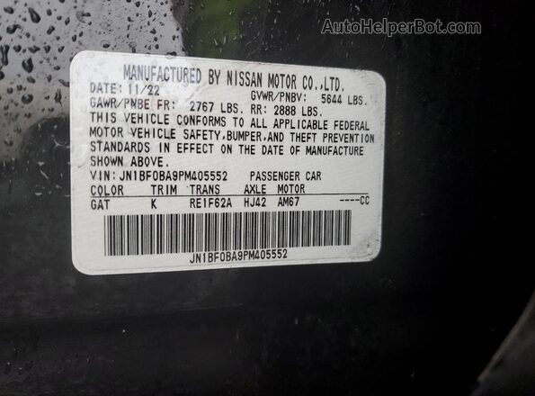JN1BF0BA9PM405552 2023 NISSAN ARIYA Black VIN sticker view