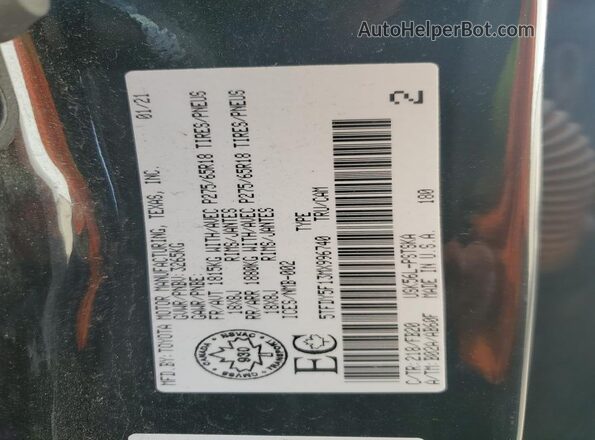 5TFDY5F13MX996740 2021 TOYOTA TUNDRA Черный Вид наклейки с VIN-кодом