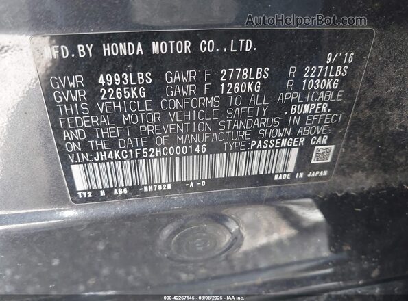 JH4KC1F52HC000146 2017 ACURA RLX Коричневый Вид подкапотного пространства
