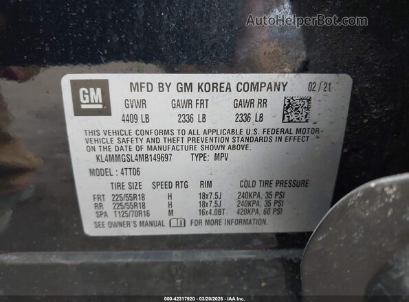 KL4MMGSL4MB149697 2021 BUICK ENCORE Dark Blue ძრავის განყოფილების ხედი