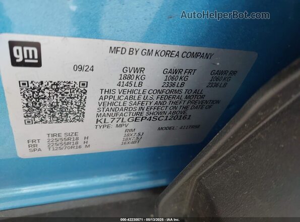 KL77LGEP4SC120161 2025 CHEVROLET TRAX Blue ძრავის განყოფილების ხედი