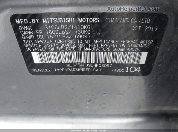 ML32F4FJ9LHF03097 2020 MITSUBISHI MIRAGE G4 Серый Вид подкапотного пространства