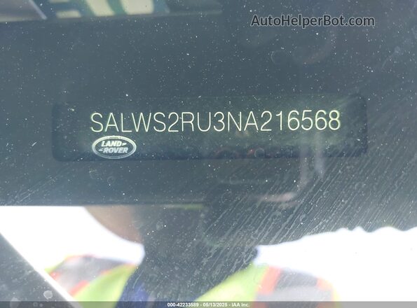 SALWS2RU3NA216568 2022 LAND ROVER RANGE ROVER SPORT Белый Вид подкапотного пространства
