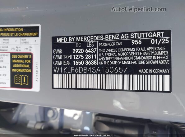 W1KLF6DB4SA150657 2025 MERCEDES-BENZ E Серый Вид подкапотного пространства
