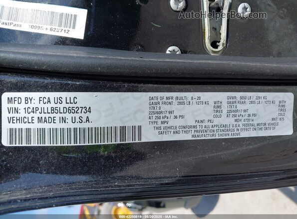 1C4PJLLB5LD652734 2020 JEEP CHEROKEE Black Вид підкапотного простору