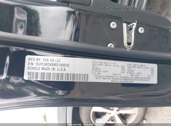 1C4PJMDX8MD148910 2021 JEEP CHEROKEE Черный Вид подкапотного пространства