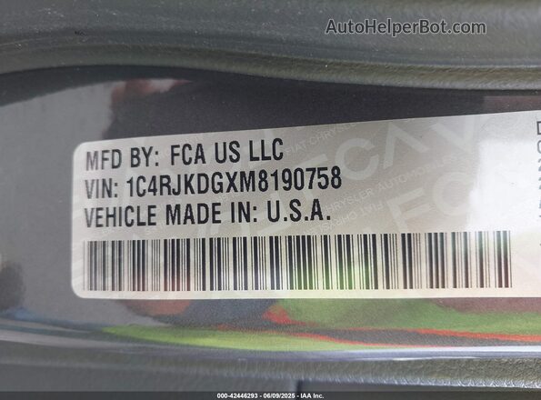 1C4RJKDGXM8190758 2021 JEEP GRAND CHEROKEE L Gray Շարժիչի բաժամունքի տեսք
