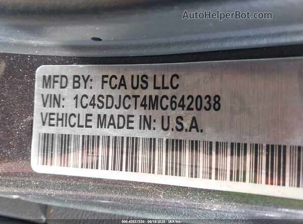 1C4SDJCT4MC642038 2021 DODGE DURANGO Серый Вид подкапотного пространства