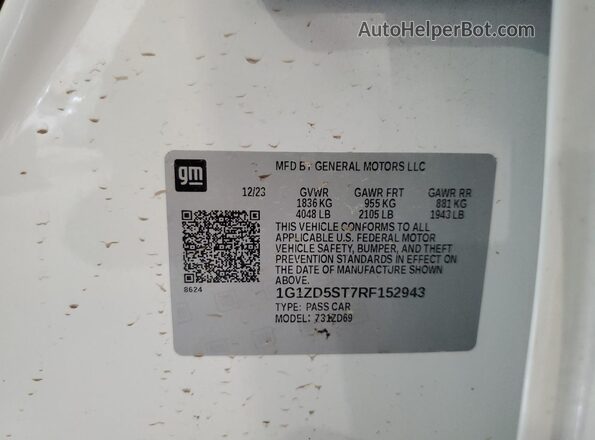 1G1ZD5ST7RF152943 2024 CHEVROLET MALIBU White Vista de la etiqueta del VIN