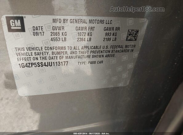 1G4ZP5SS4JU113177 2018 BUICK LACROSSE Gray Engine compartment view