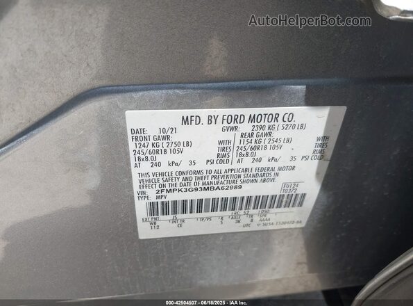2FMPK3G93MBA62989 2021 FORD EDGE Серебряный Вид подкапотного пространства