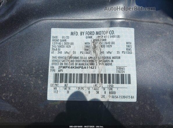 2FMPK4K94PBA11423 2023 FORD EDGE Серый Вид подкапотного пространства