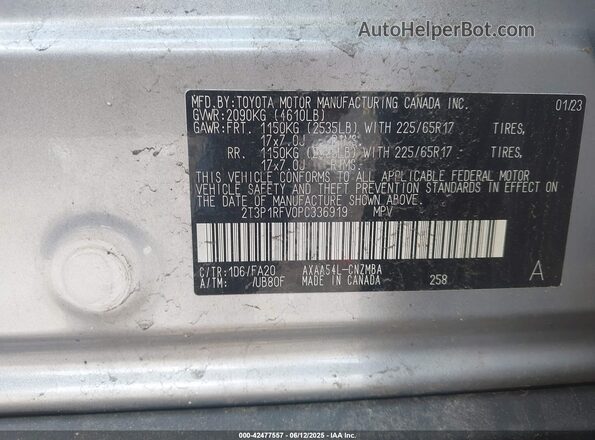 2T3P1RFV0PC336919 2023 TOYOTA LE Silver Вид підкапотного простору