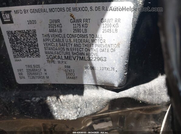 3GKALMEV7ML322963 2021 GMC TERRAIN Black Widok komory silnika