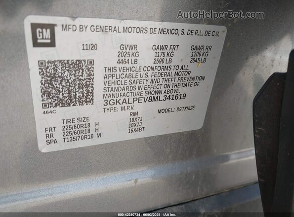 3GKALPEV8ML341619 2021 GMC TERRAIN Gray Widok komory silnika