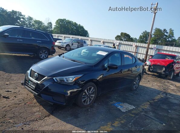 3N1CN8EV2ML874377 2021 NISSAN VERSA Black Առջևի ձախ երեք քառորդ տեսարան