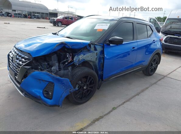 3N1CP5DV9ML477954 2021 NISSAN KICKS Синий Передняя левая четверть