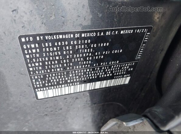 3VV8X7B23RM018199 2024 VOLKSWAGEN TAOS Beige Vista del compartimento del motor