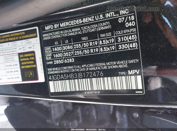 4JGDA5HB3JB172476 2018 MERCEDES-BENZ GLE 350 Black Вид підкапотного простору