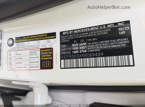 4JGFB5KBXRB089489 2024 MERCEDES-BENZ GLE 450 White Вид підкапотного простору