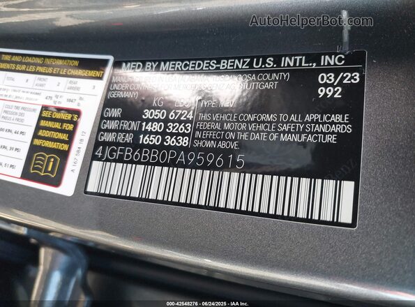 4JGFB6BB0PA959615 2023 MERCEDES-BENZ GLE Gray Widok komory silnika