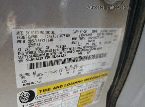 5LMJJ2LT0LEL04125 2020 LINCOLN NAVIGATOR Кремовый Вид подкапотного пространства