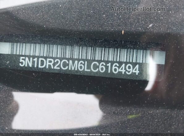 5N1DR2CM6LC616494 2020 NISSAN PATHFINDER Черный Вид подкапотного пространства