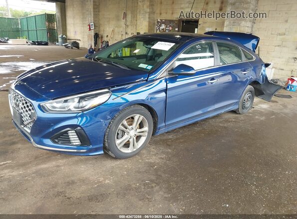 5NPE34AF5KH785404 2019 HYUNDAI SONATA Blue Առջևի ձախ երեք քառորդ տեսարան