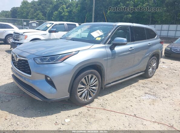 5TDFZRAH8LS028896 2020 TOYOTA HIGHLANDER Light Blue წინა მარცხენა ხედი სამი მეოთხედიდან