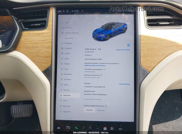 5YJSA1E28LF379857 2020 TESLA MODEL S Dark Blue Rear seats view