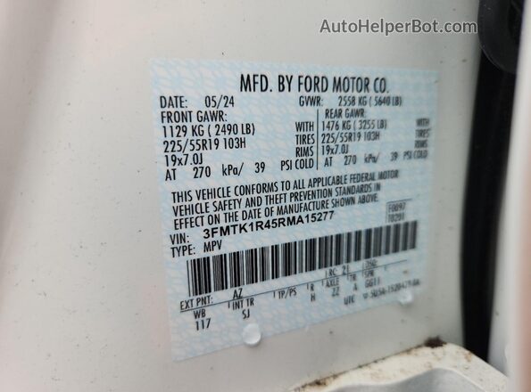 3FMTK1R45RMA15277 2024 FORD MUSTANG White Սալոնի 360 աստիճան տեսք