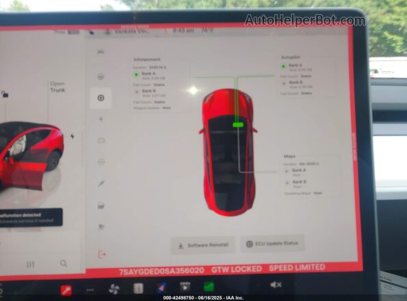 7SAYGDED0SA356020 2025 TESLA MODEL Y Red 