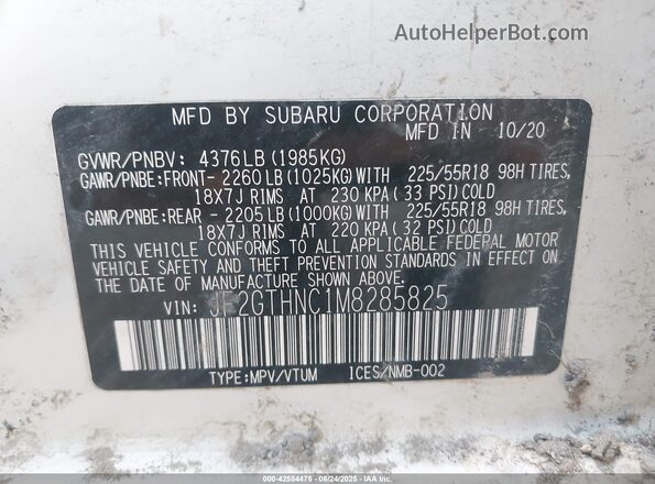 JF2GTHNC1M8285825 2021 SUBARU CROSSTREK Белый Вид подкапотного пространства