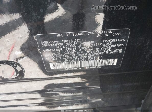 JF2SLDTC4SH551163 2025 SUBARU FORESTER Black Widok komory silnika