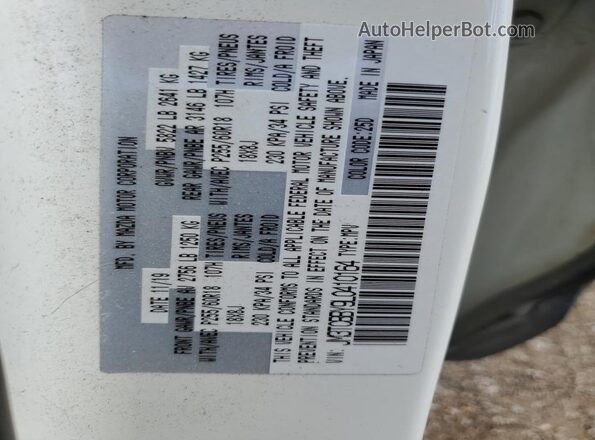 JM3TCBBY9L0410164 2020 MAZDA CX-9 Белый Вид наклейки с VIN-кодом