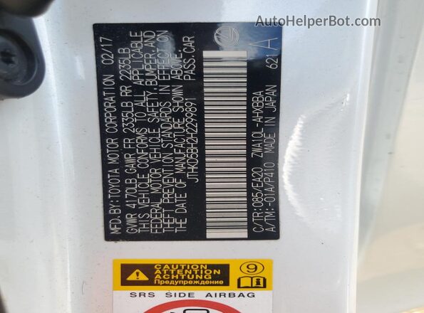 JTHKD5BH2H2299891 2017 LEXUS CT White VIN sticker view